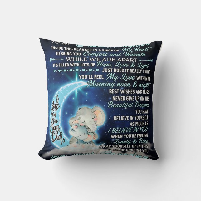 To My Granddaughter Elephant  Birthday Gift Idea Throw Pillow (Front)