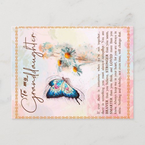 To My Granddaughter GiftCute Butterfly Lover Gift Announcement Postcard