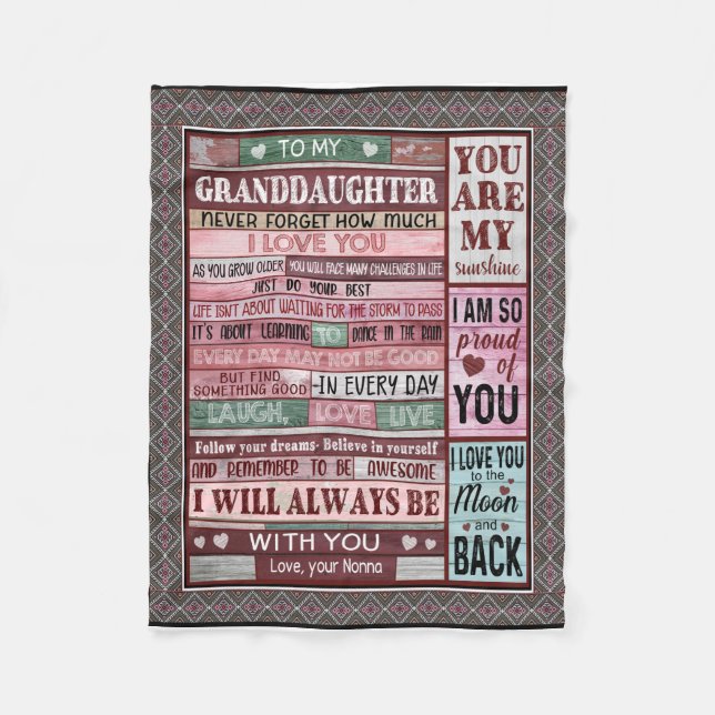 To My Granddaughter gift Fleece Blanket (Front)