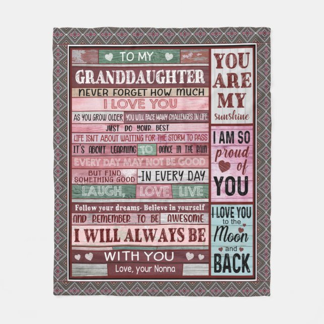 To My Granddaughter gift Fleece Blanket (Front)