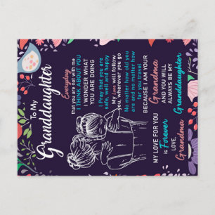 To My Granddaughter Gift From Grandma,Flower Lover Announcement Postcard