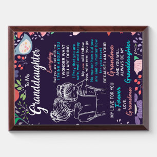 To My Granddaughter Gift From Grandma,Flower Lover Award Plaque