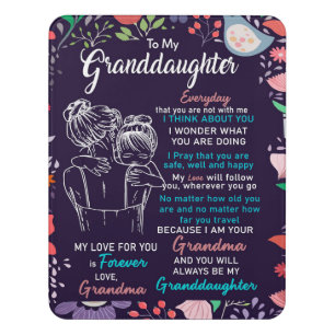 To My Granddaughter Gift From Grandma,Flower Lover Door Sign