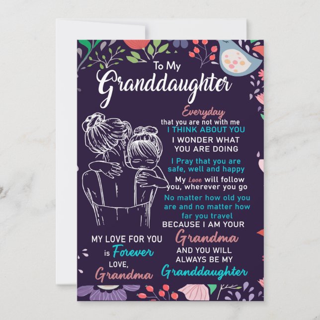 To My Granddaughter Gift From Grandma,Flower Lover Holiday Card (Front)