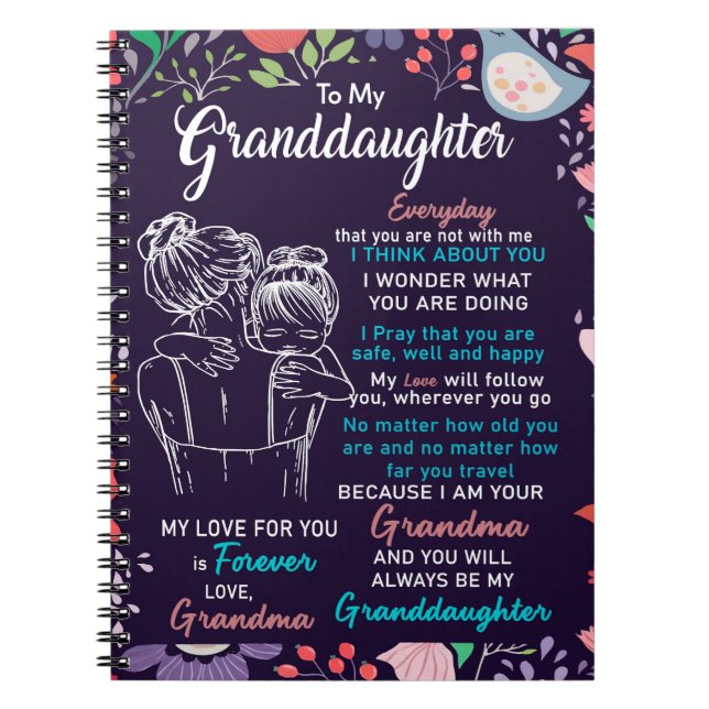 To My Granddaughter Gift From Grandma,Flower Lover Notebook (Front)
