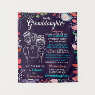 To My Granddaughter Gift From Grandma,Flower Lover Tapestry