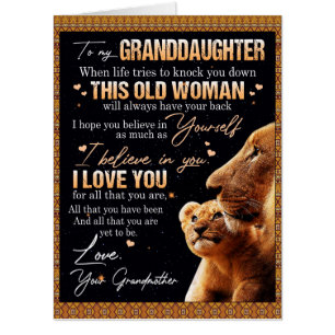 To My Granddaughter Gift From Grandma, Lion Lovers Card