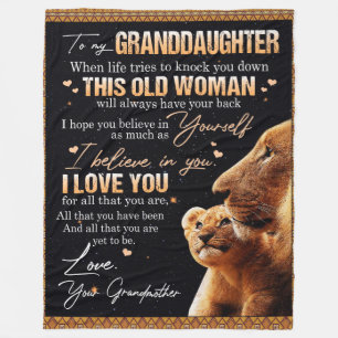 To My Granddaughter Gift From Grandma, Lion Lovers Fleece Blanket