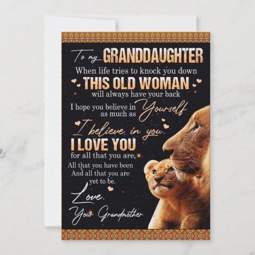 To My Granddaughter Gift From Grandma Lion Lovers Holiday Card