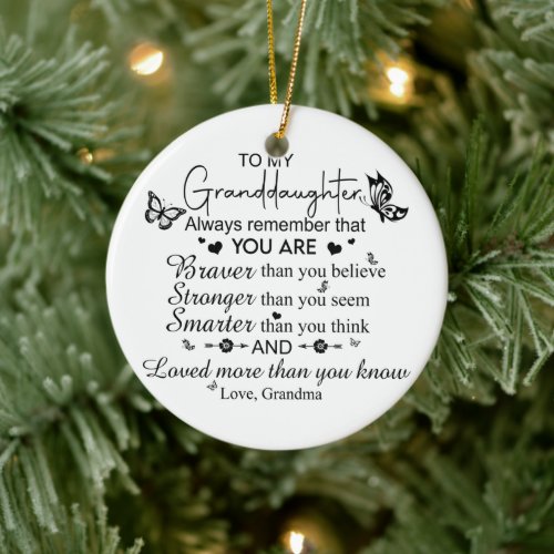 To my granddaughter ornament 