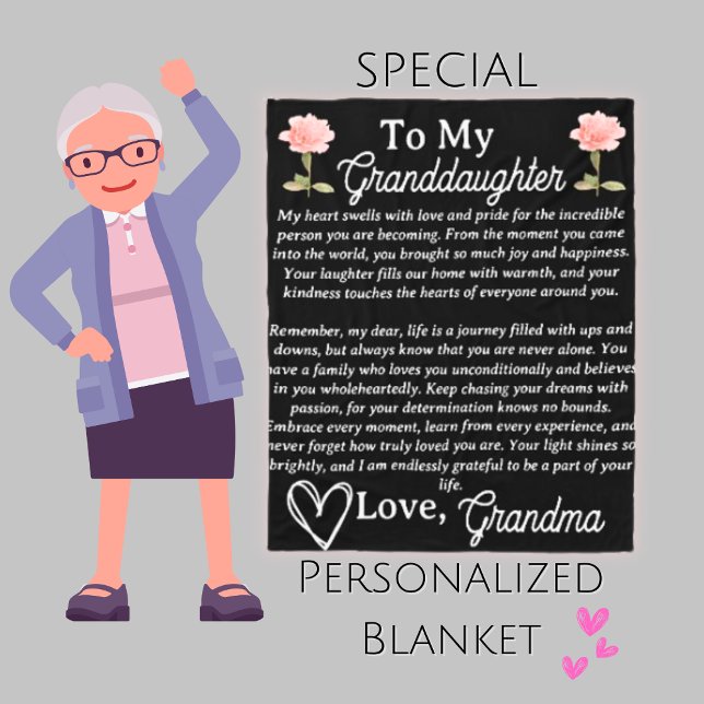 To My Granddaughter PEONY Personalized  Blanket (Creator Uploaded)