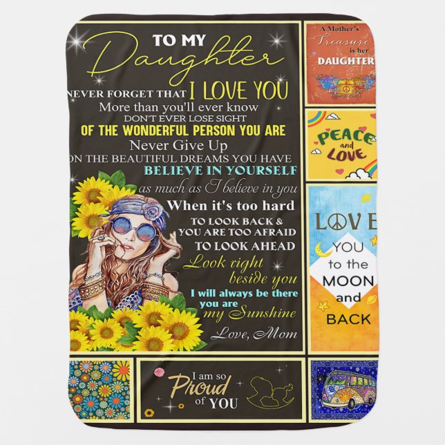 To My Granddaughter Sunflower Birthday Gift Idea Baby Blanket (Front)