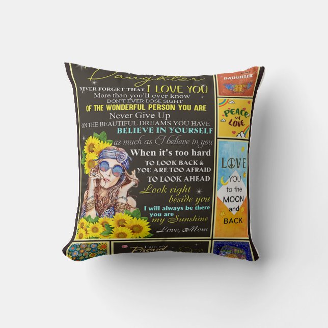 To My Granddaughter Sunflower Birthday Gift Idea Throw Pillow (Front)