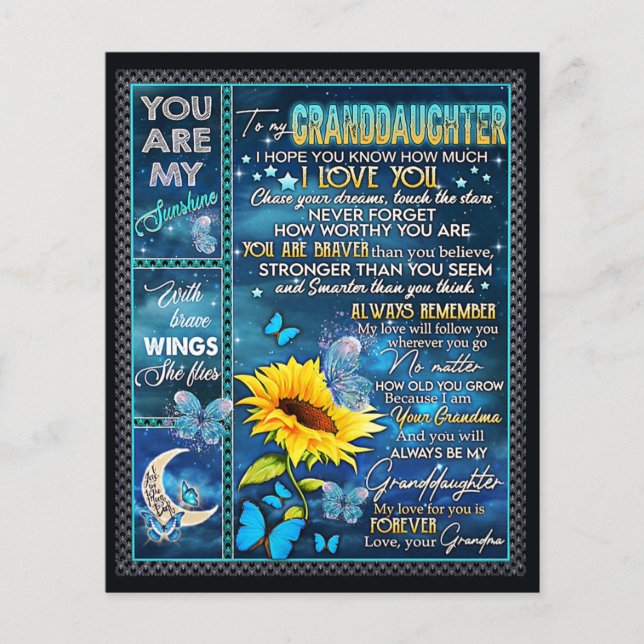 To My Granddaughter Sunflower Gift, Baby Gift Flyer (Front)