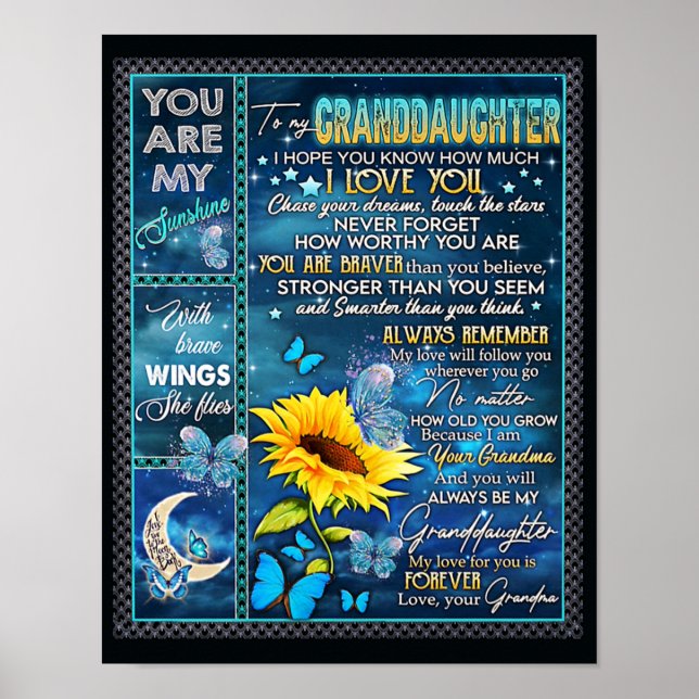 To My Granddaughter Sunflower Gift, Baby Gift Poster (Front)