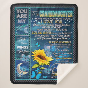 To My Granddaughter Sunflower Gift, Baby Gift Sherpa Blanket
