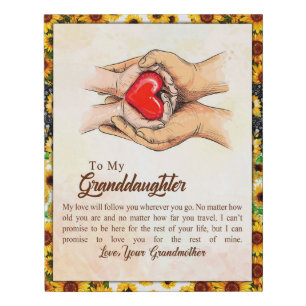 To My Granddaughter Sunflower Gift From Grandma Faux Canvas Print