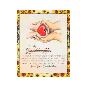 To My Granddaughter Sunflower Gift From Grandma Metal Print
