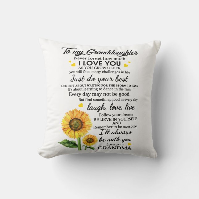 To My Granddaughter Throw Pillow (Front)