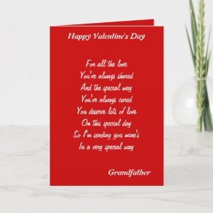 To my grandfather on valentine's day holiday card