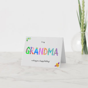 To my GRANDMA Floral Bohemian Happy Birthday Card