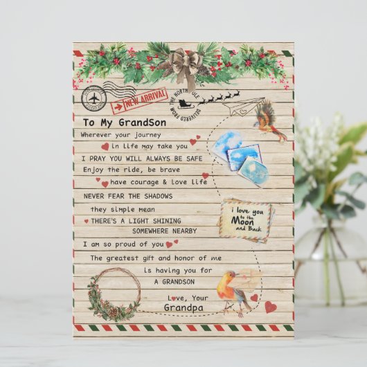 To My Grandson Gift,Grandson And Grandpa,Bird Love (Standing Front)