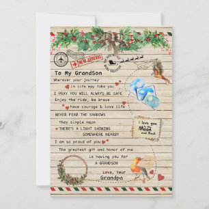 To My Grandson Gift,Grandson And Grandpa,Bird Love Holiday Card