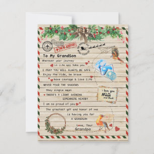 To My Grandson Gift,Grandson And Grandpa,Bird Love Invitation