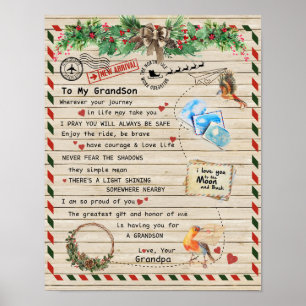 To My Grandson Gift,Grandson And Grandpa,Bird Love Poster