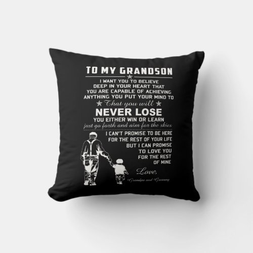 To My Grandson Throw Pillow