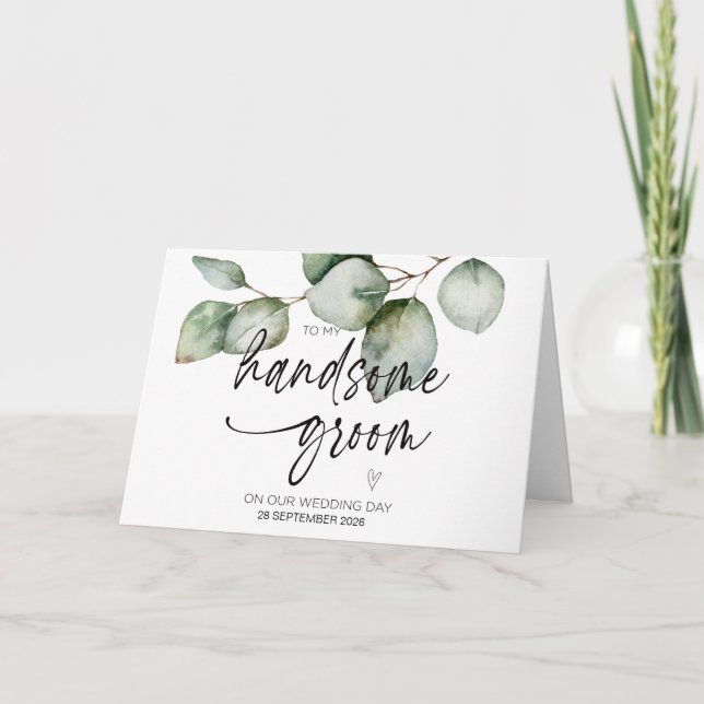 To My Handsome Groom on Our Wedding Day From Wife  Card (Front)