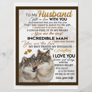 To My Husband, Couple Wolf Gift, Wedding Gift Menu