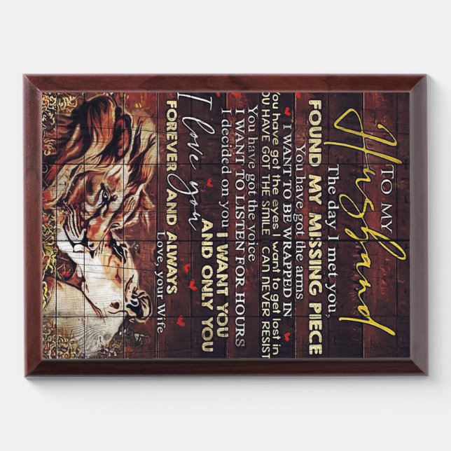 To my Husband Decor | Best New Home Gift Award Plaque (Horizontal)