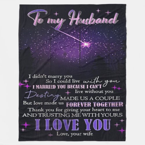 To My Husband Decor Love Quotes Letter Fleece Blanket