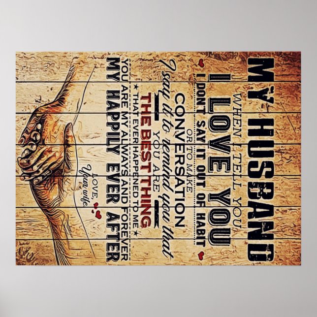 To My Husband Decor, Love Quotes Letter Poster (Front)