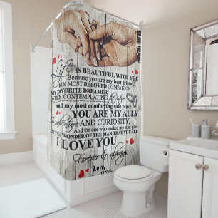 To My Husband Design Gift   Love Letter To Him   Shower Curtain