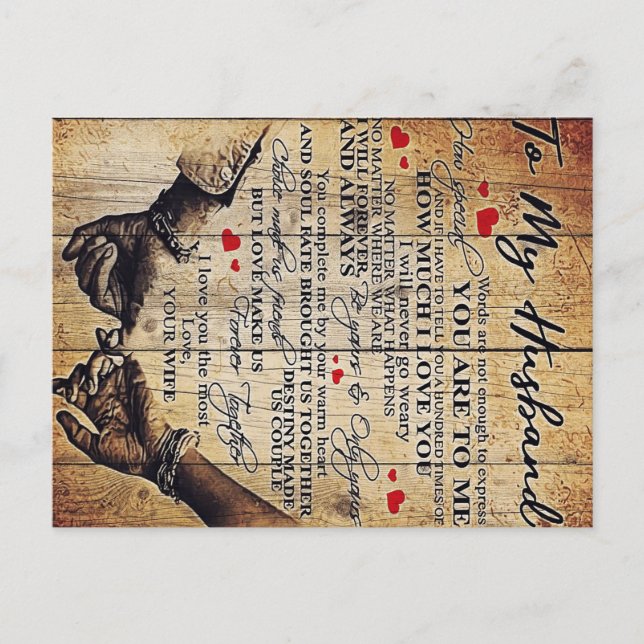 To My Husband Design | Letter To Him | Lovely Gift Announcement Postcard (Front)