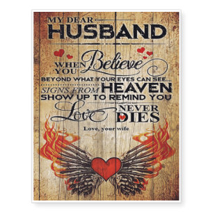 To My Husband Design Love Letter Gift To Him Temporary Tattoos
