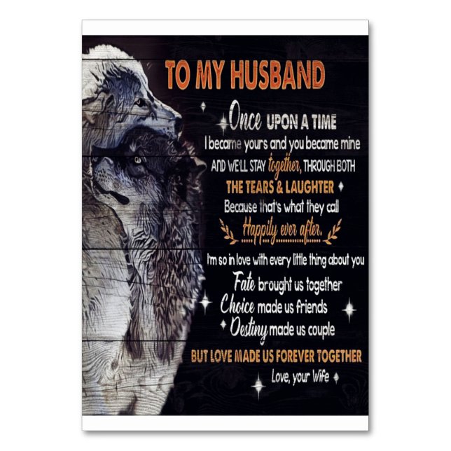To My Husband Design | Love Quotes To Husband Table Number (Front)