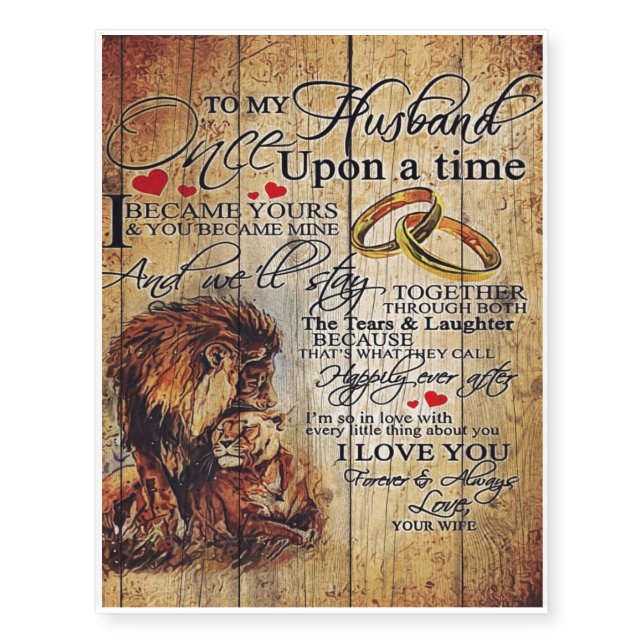 To My Husband Design, New Home Gift Temporary Tattoos (Front)