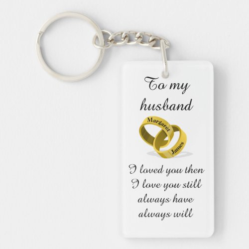 To my husband _ engraved names _ Poem  I love you Keychain