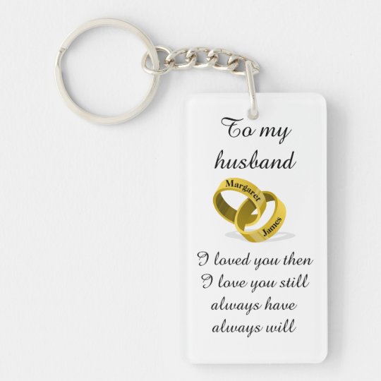To my husband engraved names Poem + I love you Keychain