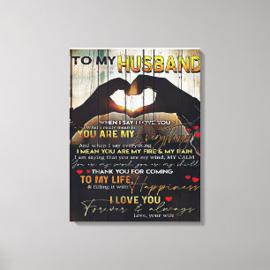 To My Husband Gift Lovely Husband Letter Canvas Print
