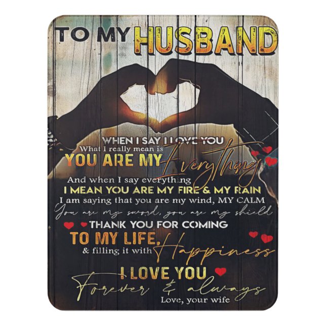 To My Husband Gift | Lovely Husband Letter | Door Sign (Contemporary Vert)