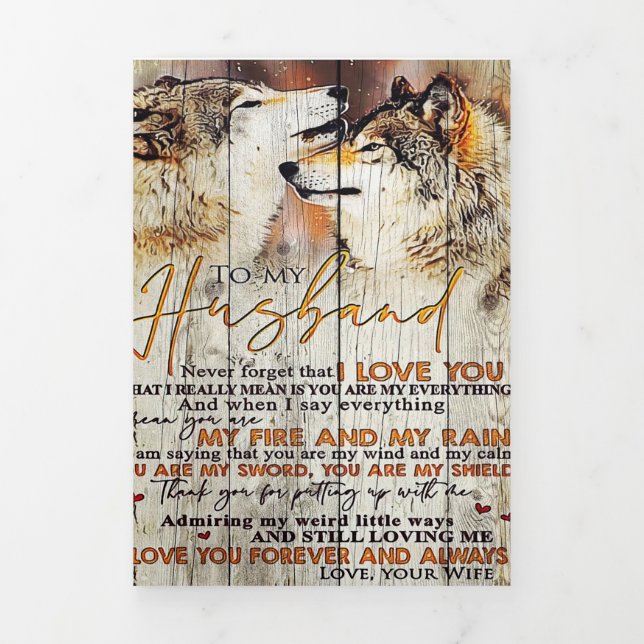 To My Husband Gift | Lovely Husband Letter Present Tri-Fold Announcement (Cover)