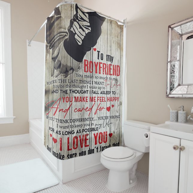 To my Husband Gift | Lovely Husband Letter Shower Curtain (In Situ)