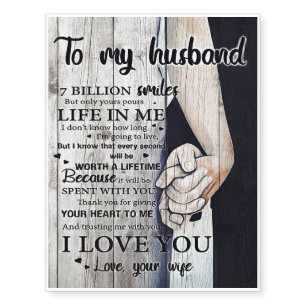 To My Husband Gift Lovely Husband Letter Temporary Tattoos