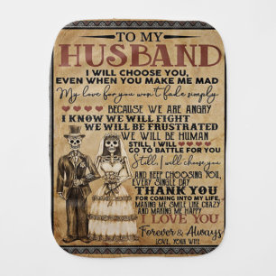 To My Husband Halloween Couple Love Gift Baby Burp Cloth
