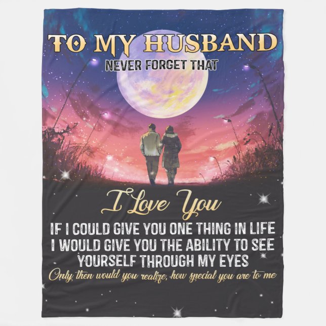 To My Husband I Love You Fleece Blanket (Front)