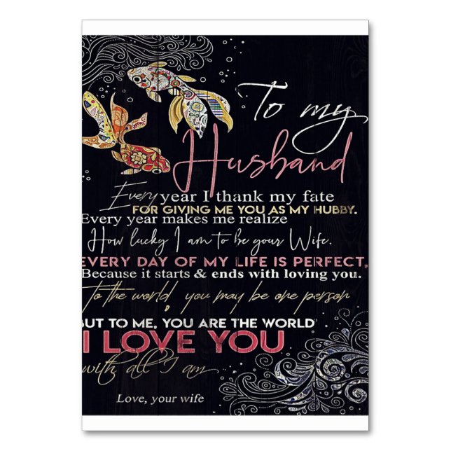 To My Husband Letter | Best Father's Day Present | Table Number (Front)